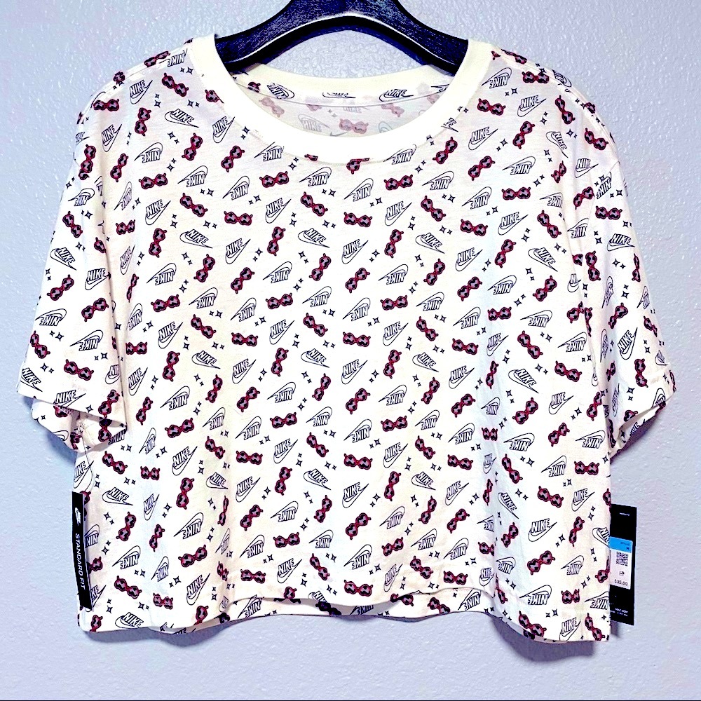 NIKE sunglass print crop tee size M